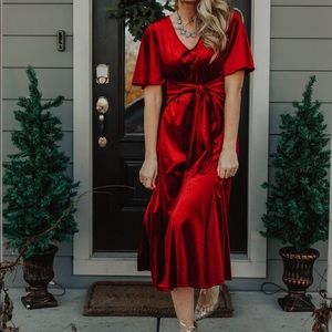 NWT Ashley LeMeiux Burgundy Velvet Midi